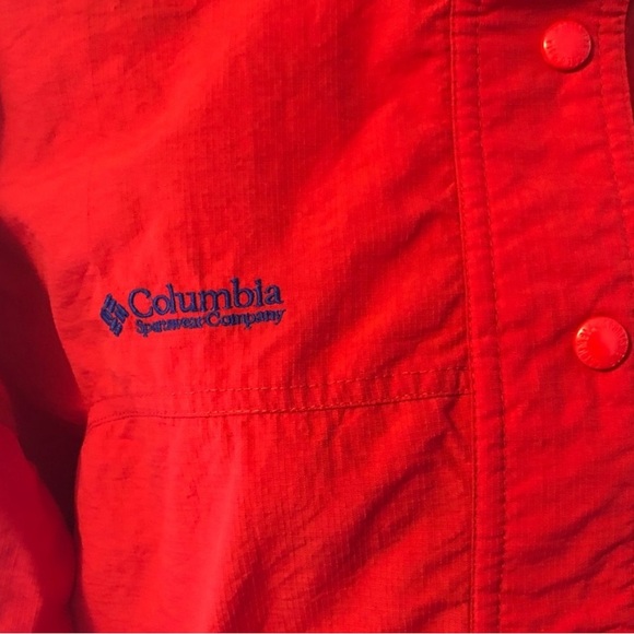 Columbia vintage red oversize water resistant windbreaker pullover snap jacket - Picture 3 of 8